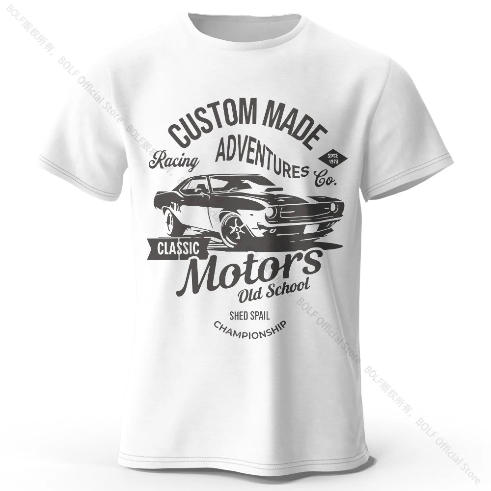 Camiseta impresa de motores para hombres 100% algodón de algodón