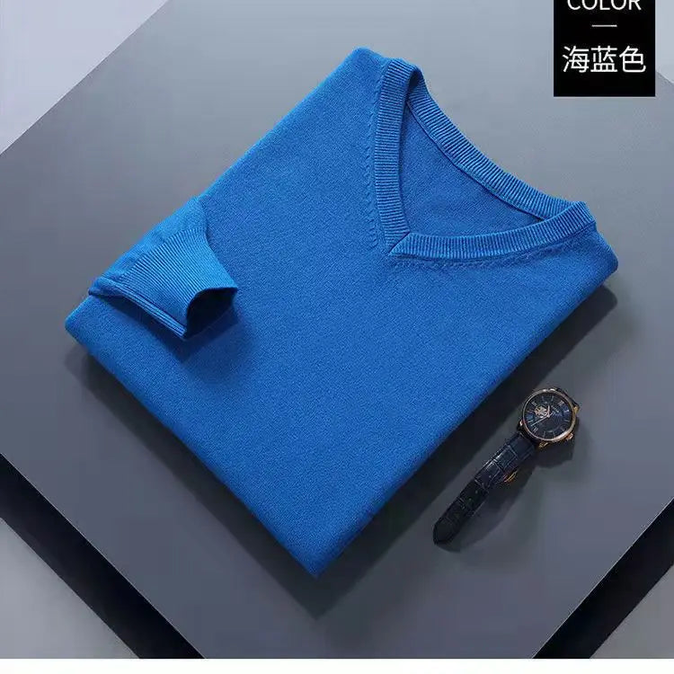 Cashmere Cotton Blend Classic V-Neck Pullover Men Sweater 2025 Autumn Winter Work Casual All-match Jumper Male Knitted Sweaters