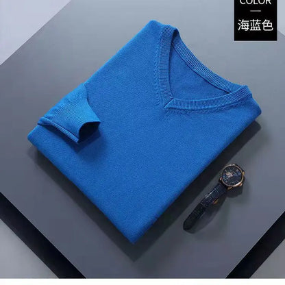 Cashmere Cotton Blend Classic V-Neck Pullover Men Sweater 2025 Autumn Winter Work Casual All-match Jumper Male Knitted Sweaters