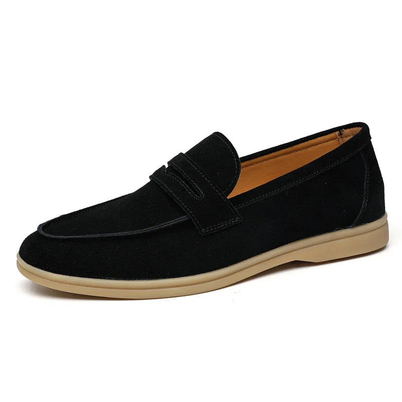Herren lässige Schuhe Kuh Wildleder echte Leder Männer Klassische Britenstil -Ladung Moccasins Herren Leichte bequeme Fahrflats