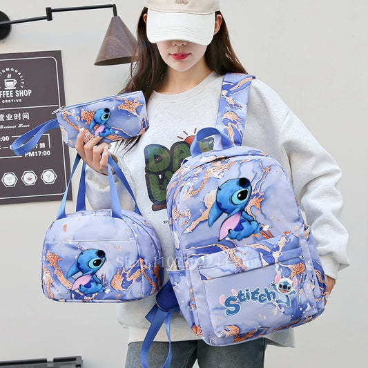 3Pcs Disney Lilo & Stitch Backpack for Girl Student Teenager Anime Print Children Rucksack Birthday Gift Women Casual School Bag