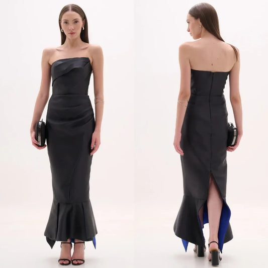 Customized Casual Net Pleat A-line Off-the-shoulder Midi Dresses Homecoming Dresses Classic Exquisite Modern Style Pastrol Unise
