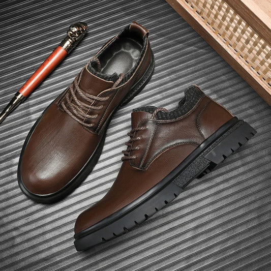 Luxury-style Men's Genuine Leather Casual Shoes Soft Sole Lace-up Oxford Shoes Stylish Formal Dress Footwear Male Business Shoes