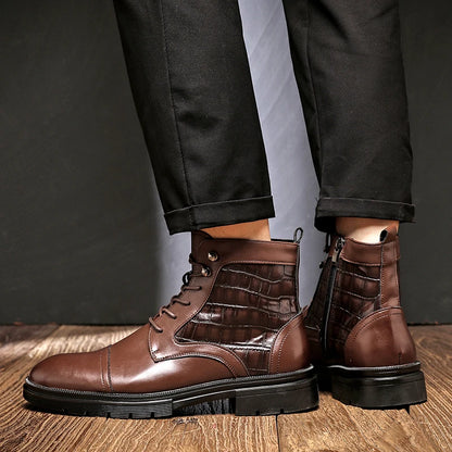 Autumn and Winter Korean Martin Boots Zipper Three Joint Height Increase Light Luxury British Fashion Trend Motorcycle Men Boots