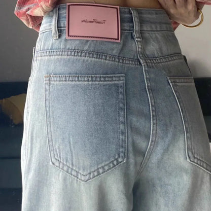 Žene široke vrećice za noge Lady Vintage Y2K Punk niski uspon struj labave traper hlače Street odjeće modno smeće duge klizačke hlače