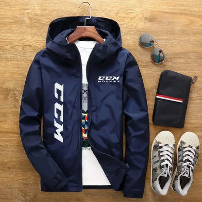 2024New Spring and Summer Hooded Men's Jacket CCM Hockey Herre Casual Windbreaker Zipper tynd sektion Hooded Jacket Men 7XL