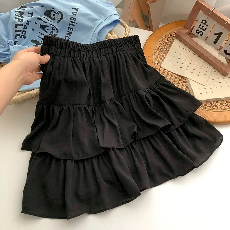 Vara kawaii mini fustă a-line fustă adorabilă flirty cu talie înaltă plasture patchwork lolita rochie de bal y2k haine coreene dulci pentru femei