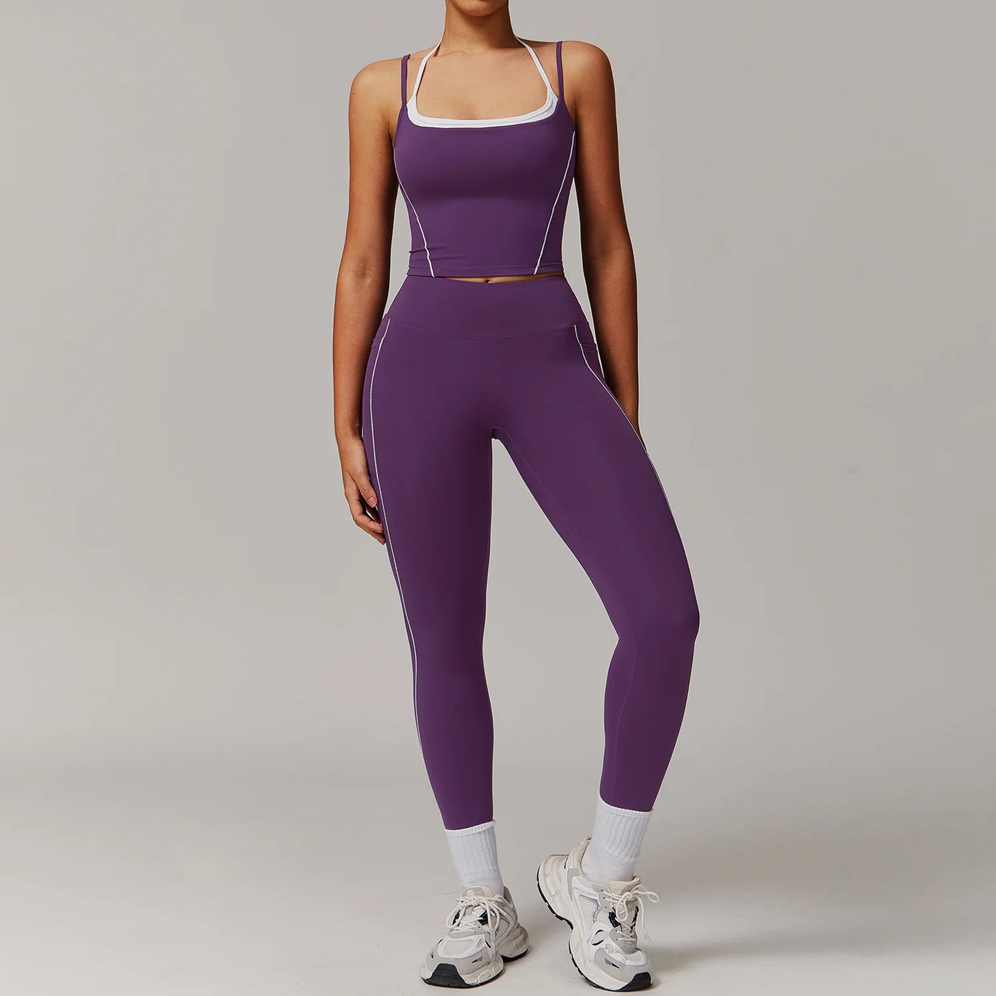 2pcs Women Yoga Set Gym Fitness trening treningssuit joga sportska odjeća osvijetljene hlače i tanke naramenice za rastez