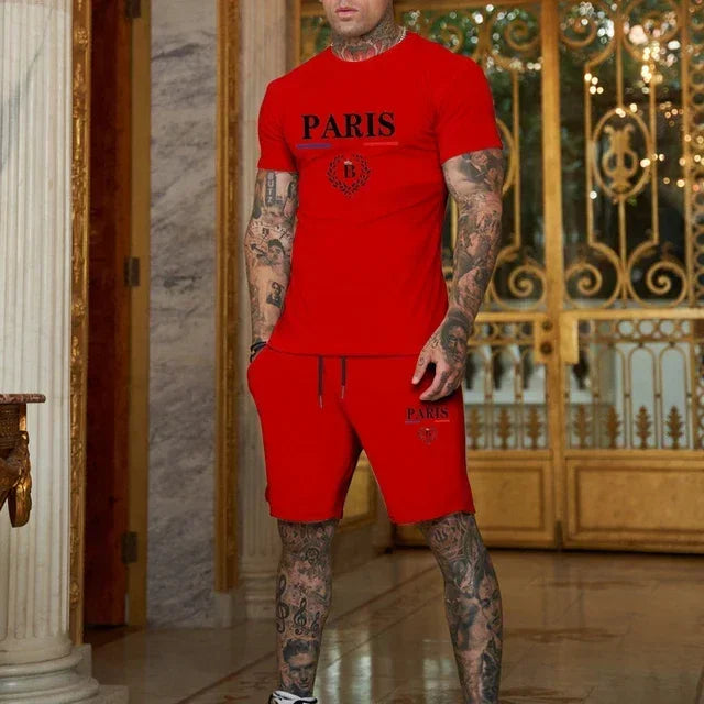 2025. Novi ljetni modni set modne odjeće-majica s kratkim rukavima i podijeljene kratke hlače s 2 komada, stilski jogging casual odjeća