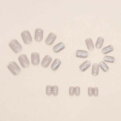 24 PCs Short French Minimalist Flash Nails with 1 Jelly Gel and 1 Nail File