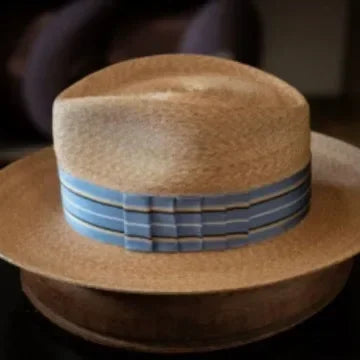 2025 New Fedora Straw pălărie cu o bandă largă cu dungi, pălărie de soare țesută pentru bărbați pentru femei