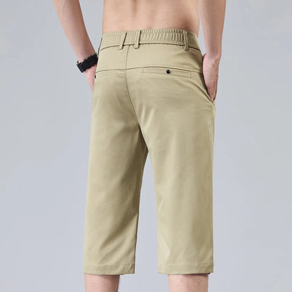 Men's Casual Thin Shorts Elastic Waist Comfortable Fashion Solid Color Straight Slim Breathable Male Clothing Short Pants