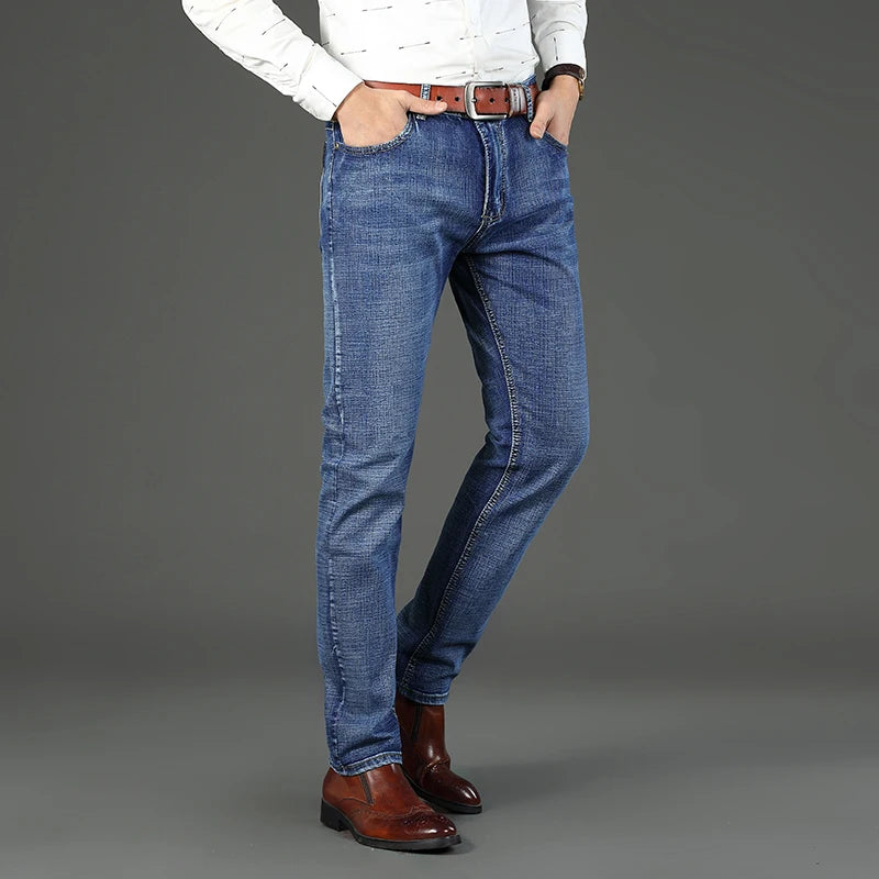 2-delt sæt Whinlee Black and Blue Business Elite Jeans, Summer Micro Elastic Sightleg Multicraft Højkvalitets denimbukser
