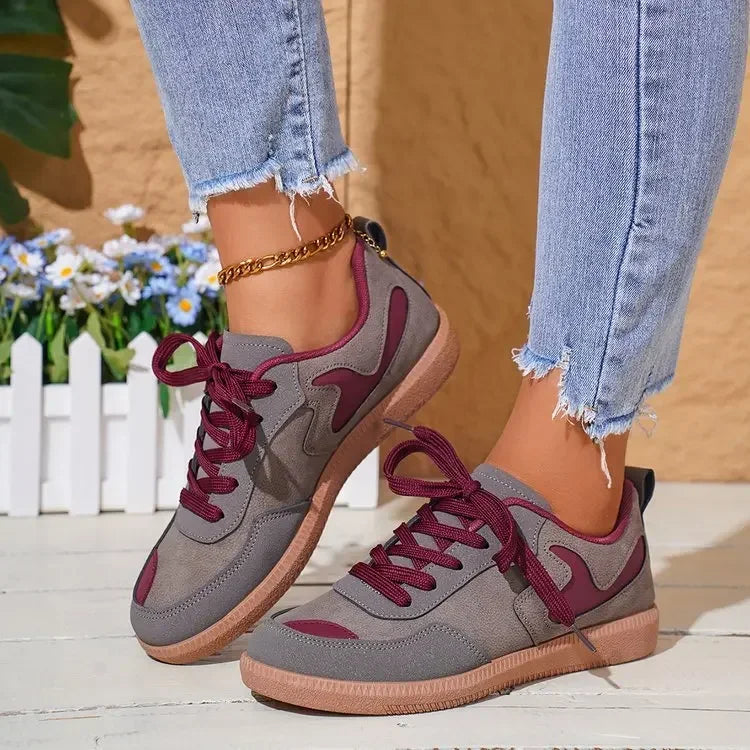 Sneakers Women Fashion Platform Casual Single Shoes Breathable Flat Bottom Lace Up Lightweight Sneakers Shoes Zapatos De Mujer
