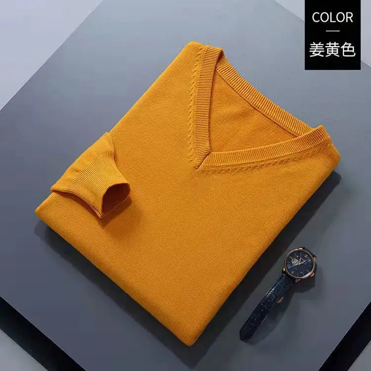 Cashmere Cotton Blend Classic V-Neck Pullover Men Sweater 2025 Autumn Winter Work Casual All-match Jumper Male Knitted Sweaters