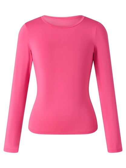 CHRONSTYLE Women Casual Long Sleeve T-Shirts Spring Autumn Solid Slim Fit Pullovers Tees Shirts Female Streetwear Base Tees Tops