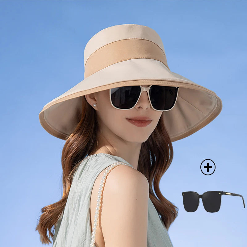Panama Women's Fisherman Sun Pot Hat Sunscreen Beach Summer Hat Big Brim Fashion Bow Outdoor Cap H41