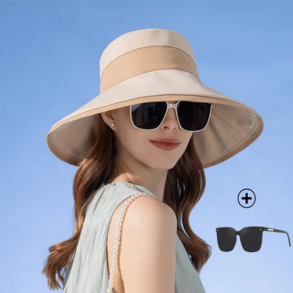 Panama Women's Fisherman Sun Pot Hat Sunscreen Beach Summer Hat Big Brim Fashion Bow Outdoor Cap H41
