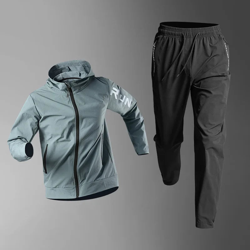 Costum sportiv de primăvară pentru bărbați alergare de fitness de fitness de dimineață alergare în aer liber sport rapid uscare rapidă pentru ciclism, haine pentru jacheta de antrenament pentru ciclism