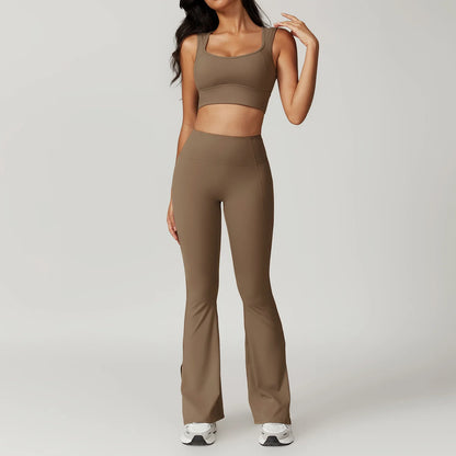 Women's Clothes 2pcs Gym Yoga Suit Sports Set Workout Tracksuit Breathable Sexy Bra Fitness Bell-bottoms Leggings Athletic Wear