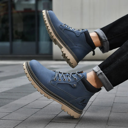 Håndlagde menn støvler Ankel vinterskinnsko Høst utendørs turskoker joggesko hombres botas høyt topp fottøy anti slip