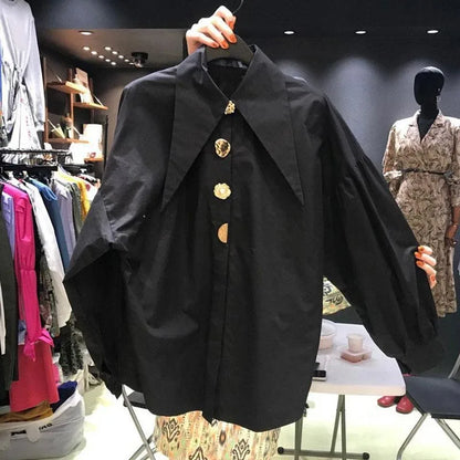 Bijele elegantne biserne žene košulje korejski oštar kutni ovratnik labavi dugi rukavi dame bluza y2k moda novi chic ženski vrhovi