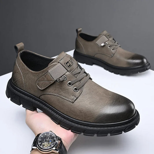 Vintage Oxford Business Men bőr cipő barna alkalmi platform lábbeli alacsony tetejű designer férfi cipő brit iroda férfi oxford