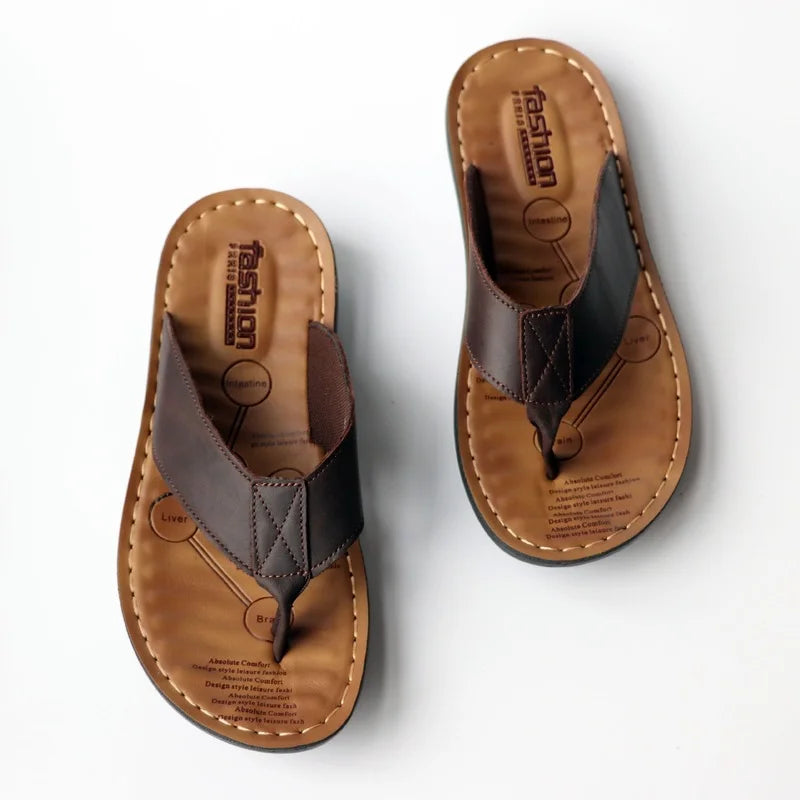 2023 Chaussures en cuir tongs masculins Chaussures Chaussures extérieures Place décontractée Plabeurs plates tendance plate à glisser