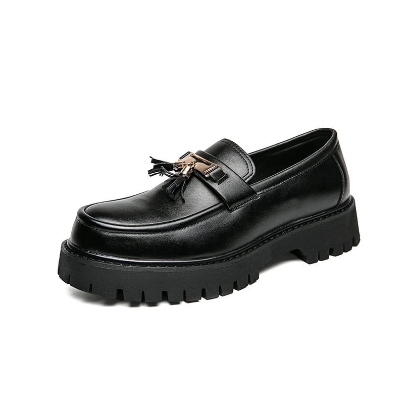 Nye platformsko loafers sko mænd tyksålede bryllupssko sorte formelle forretningssko slip-on læder øger afslappet sko