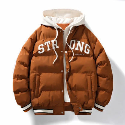 Winter Thickened Men Women Casual Style Windproof Warm Cotton down Jacket Hooded Two-Piece Look Fashionable Brand Outerwear