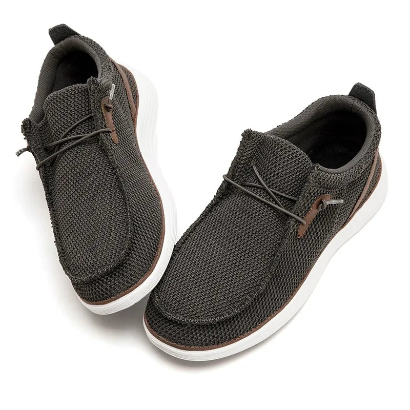 Fujeak Men's Breathable Casual Canvas Slip Shoes Comfort Slip-on Male Loafer Soft Loafers Lightweight Working Shoes