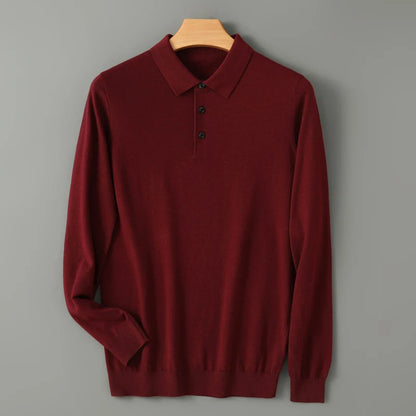 Mænds merino uld sweater polo krave pullover efterår vinter nye cashmere strikket afslappet løs mænds skjorter toppe varm blød