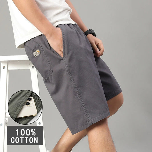 Plus Size Men's 100% Cotton Casual Shorts Light Weight Sports Shorts Quick Drying Relaxed Fit Running Shorts Fitness