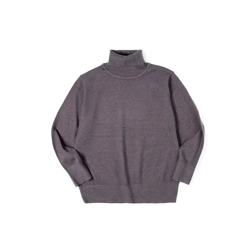 Maden Thermal Sweater Men’s Turtleneck Basic Knitted Shirts Autumn Winter Solid Thick Pullovers Turn-down Collar Soft Underwear