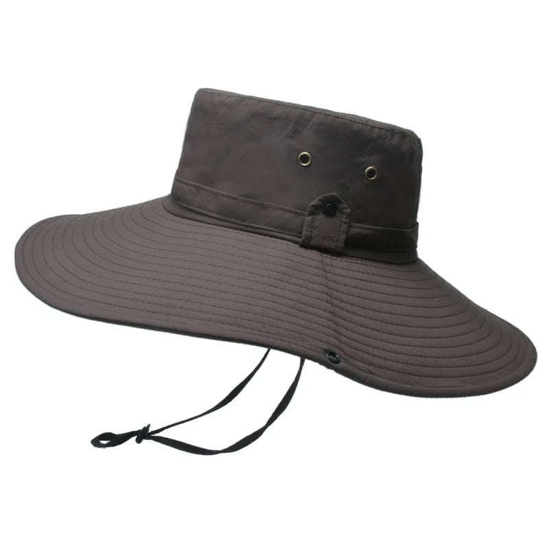 Men's Waterproof Fabric Mountaineering Hat Male Anti-UV Sun Hats Outdoor Fishing Cap Wide Brim Caps Bucket Hat Boonie Hat Gorros