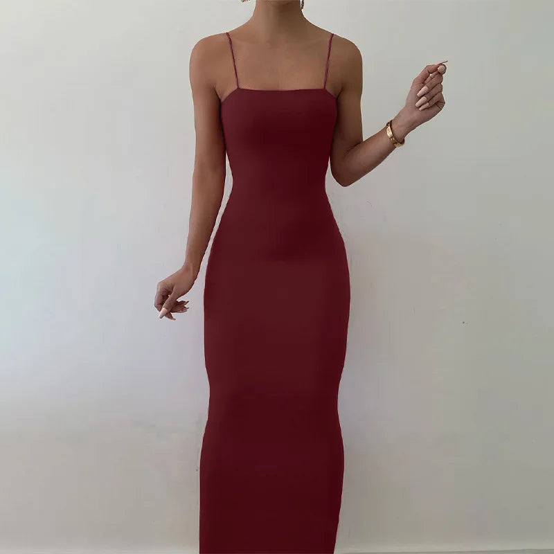 Nyári fekete szexi ruha nők utcai ruházat ujjatlan hát nélküli szilárd spagetti heveder bodycon alkalmi klub ruházat elegáns party ruhák