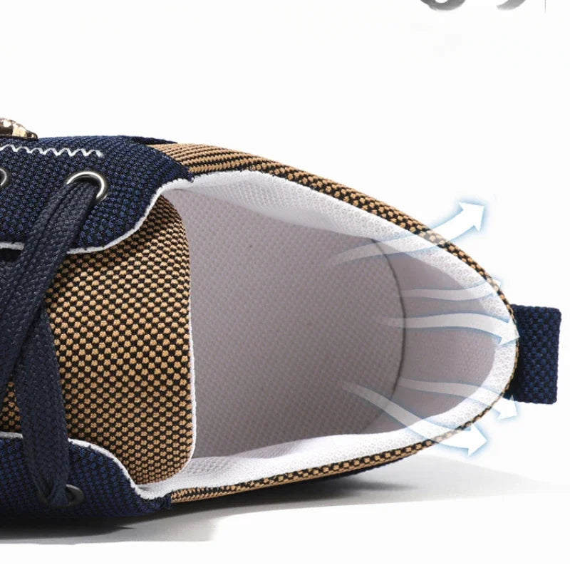 Men's Casual Flat Shoes Breathable Comfortable Men's Canvas Shoes Luxury Brand Loafers Lightweight Metal Decoration Men Sneakers