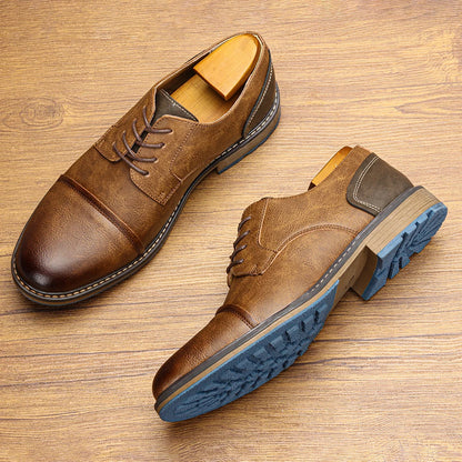 Retro menns casual Derby Shoes 2025 Fashion Leather Footwear New Style Men's Slip-on Comfortable Men Shoes