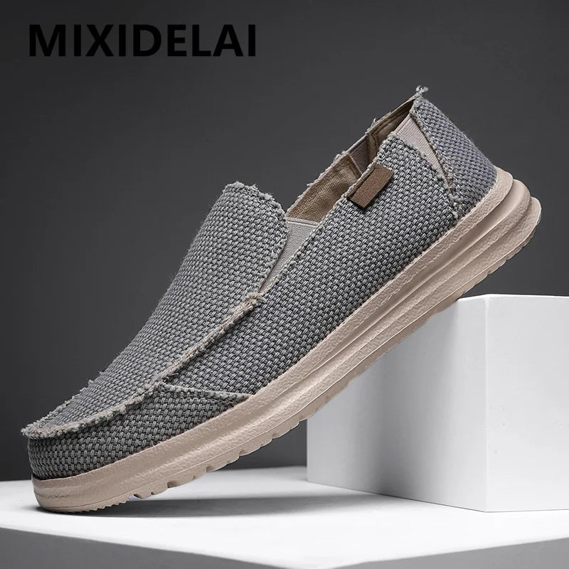 Summer Denim Canvas Uomini Scarpe casual traspiranti Sneaker non slittanti per estesi comodi scarpe da guida comodi mocassini da uomo di grandi dimensioni 39-47