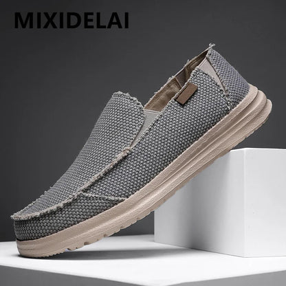 Summer Denim Canvas Uomini Scarpe casual traspiranti Sneaker non slittanti per estesi comodi scarpe da guida comodi mocassini da uomo di grandi dimensioni 39-47