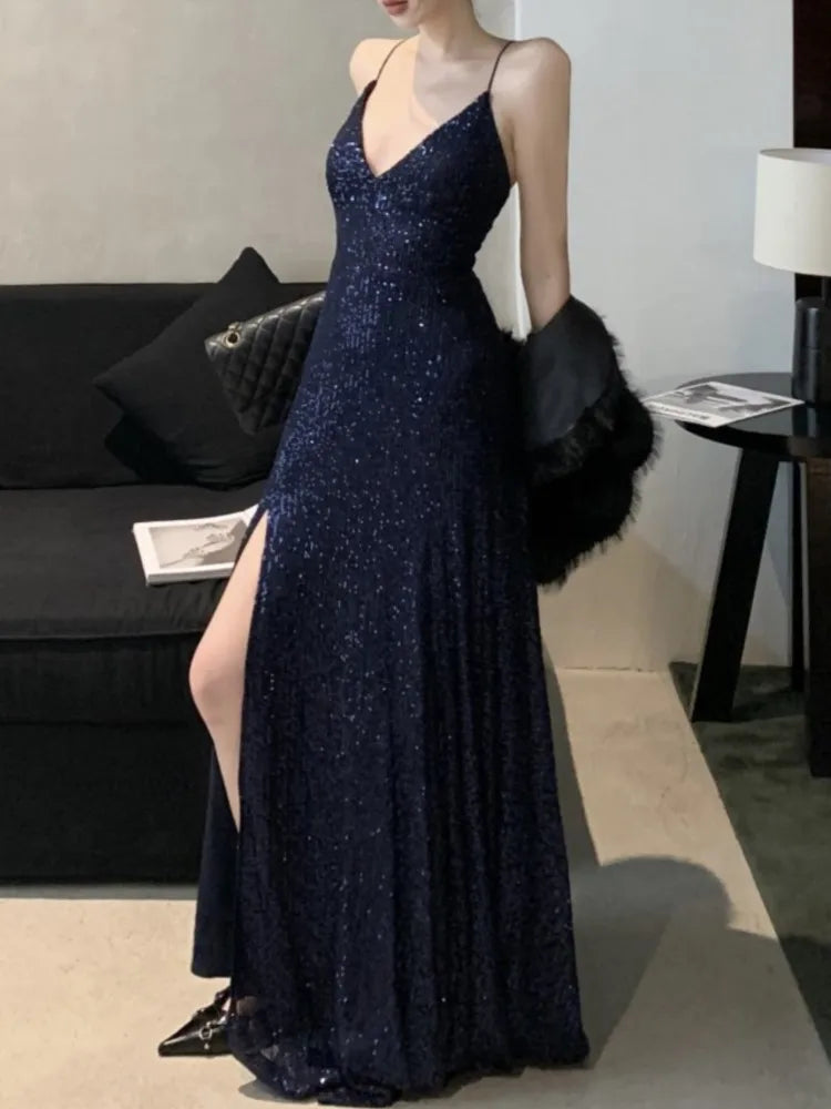 Femei fără spate sexy despărțit midi rochie de vară spaghetti curea subțire de seară slim rochii de naștere rochii de naștere feminin robe lungi