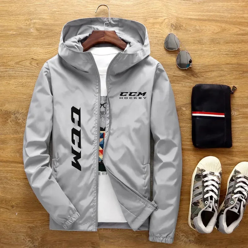 2024New Spring and Summer Hooded Men's Jacket CCM Hockey Herre Casual Windbreaker Zipper tynd sektion Hooded Jacket Men 7XL