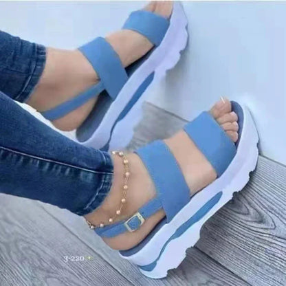 Konur sandalar léttir hælar Sandalar Sumarskór fyrir konur fleyg sandal með pall sandias mujer fleyg skór kvenkyns