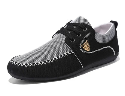 Men's Casual Flat Shoes Breathable Comfortable Men's Canvas Shoes Luxury Brand Loafers Lightweight Metal Decoration Men Sneakers