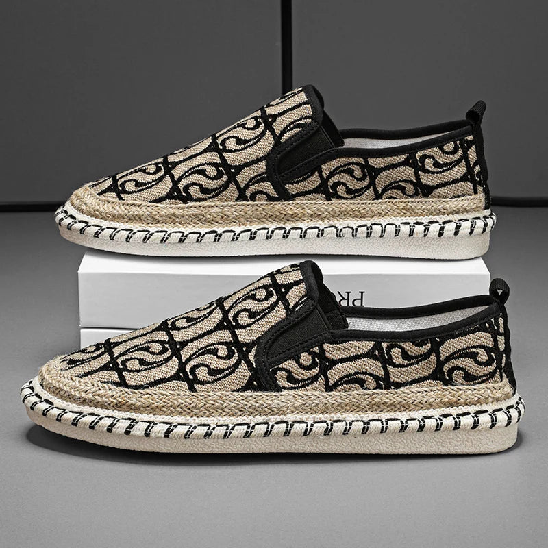 2024 Sommermænd lærred sko Espadrilles åndbare afslappede sko mænd loafers komfortable ultralette dovne bådsko store størrelse 44