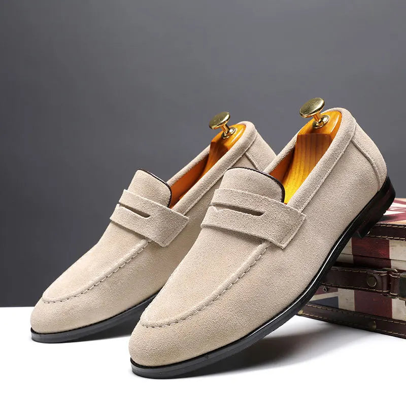 Scarpe casual maschile in pelle scamosciata in pelle autentica da uomo in pelle slip-on leggero comodi moca