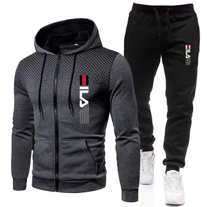 Men's Spring and Autumn 2025 hooded zipper jacket and trousers, outdoor sportswear, jogging, hot, new, 2-piece set