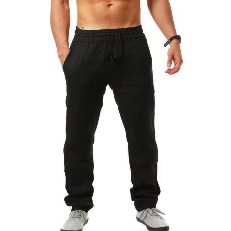 2024 Sommer Neue Herrenmodie Street Hip Hop Sportshosen Komfortable atmungsaktive Baumwollflachs Lose Casual Seil Jogging Hosen