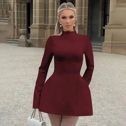 Avrilyaan Button Backless Bodycon Short Sexy A-line Dress Women Nightclub Party Dress Long Sleeve Mini Autumn Dress Vestidos