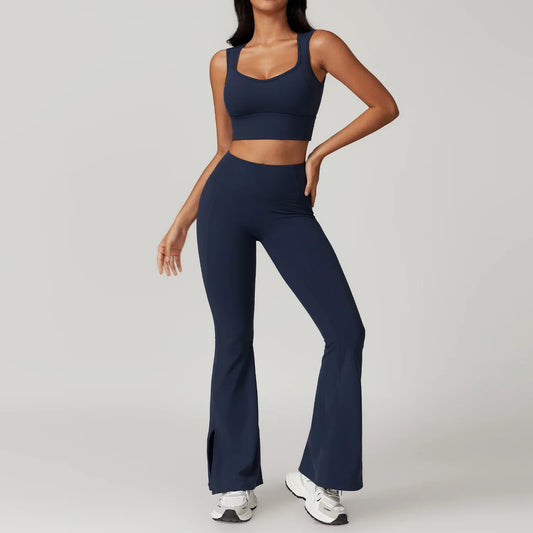 Women's Clothes 2pcs Gym Yoga Suit Sports Set Workout Tracksuit Breathable Sexy Bra Fitness Bell-bottoms Leggings Athletic Wear